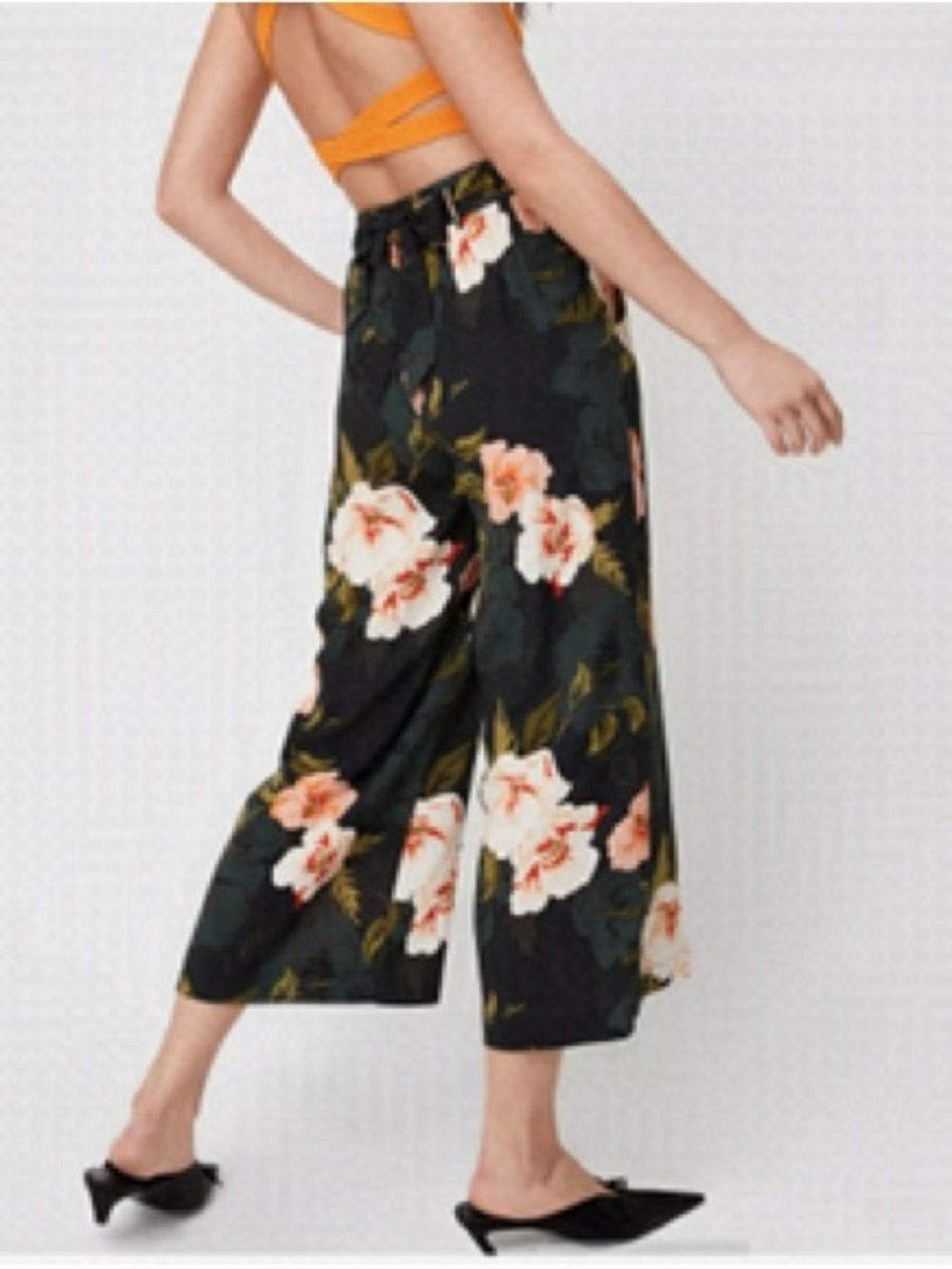 Wilfred Black Floral Tie Waist Pant, size Small