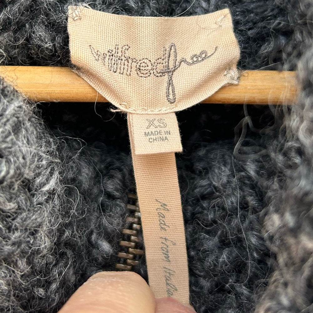 Wilfred Free Wool Alpaca Zip Front Sweater, size Xs (Fits oversized)