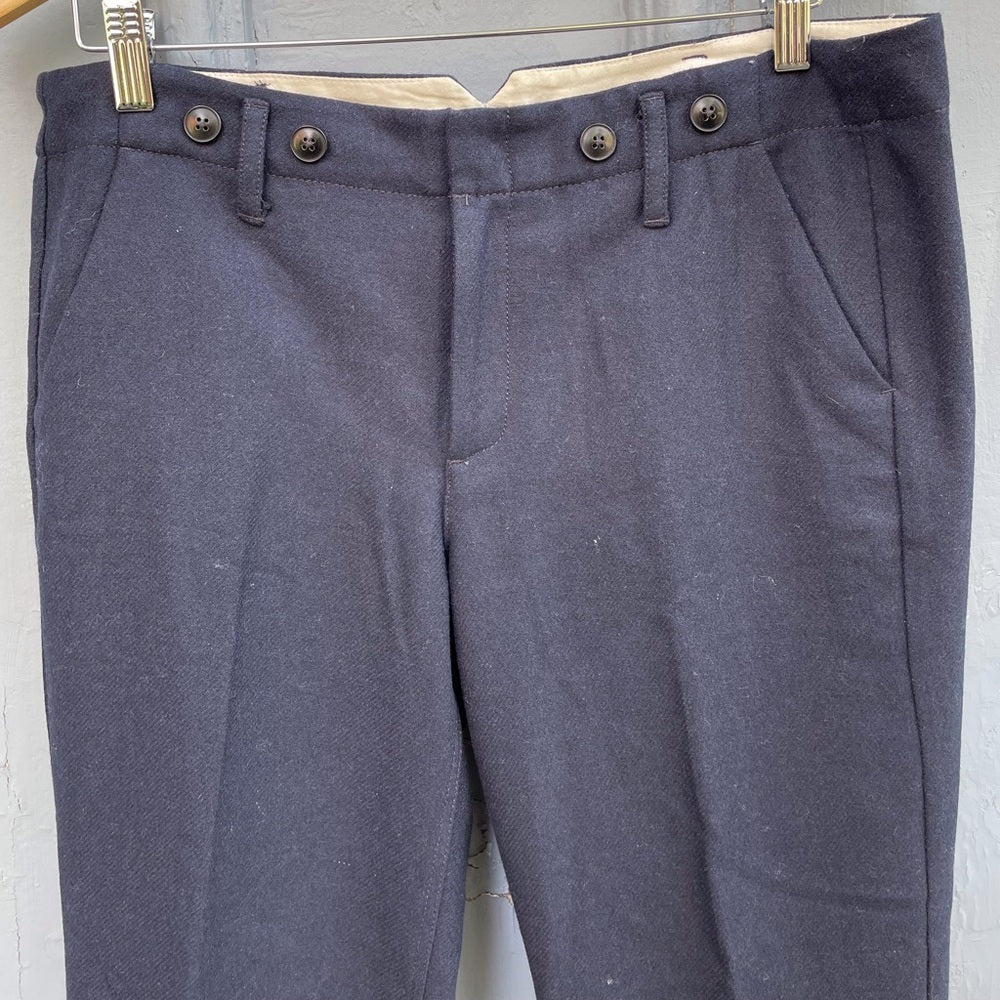 Anthropologie Navy Paper Boy Cropped Trousers, size 10