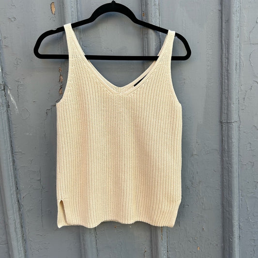 Banana Republic Deep V Cotton Knit Camisole, Soft White, size Small