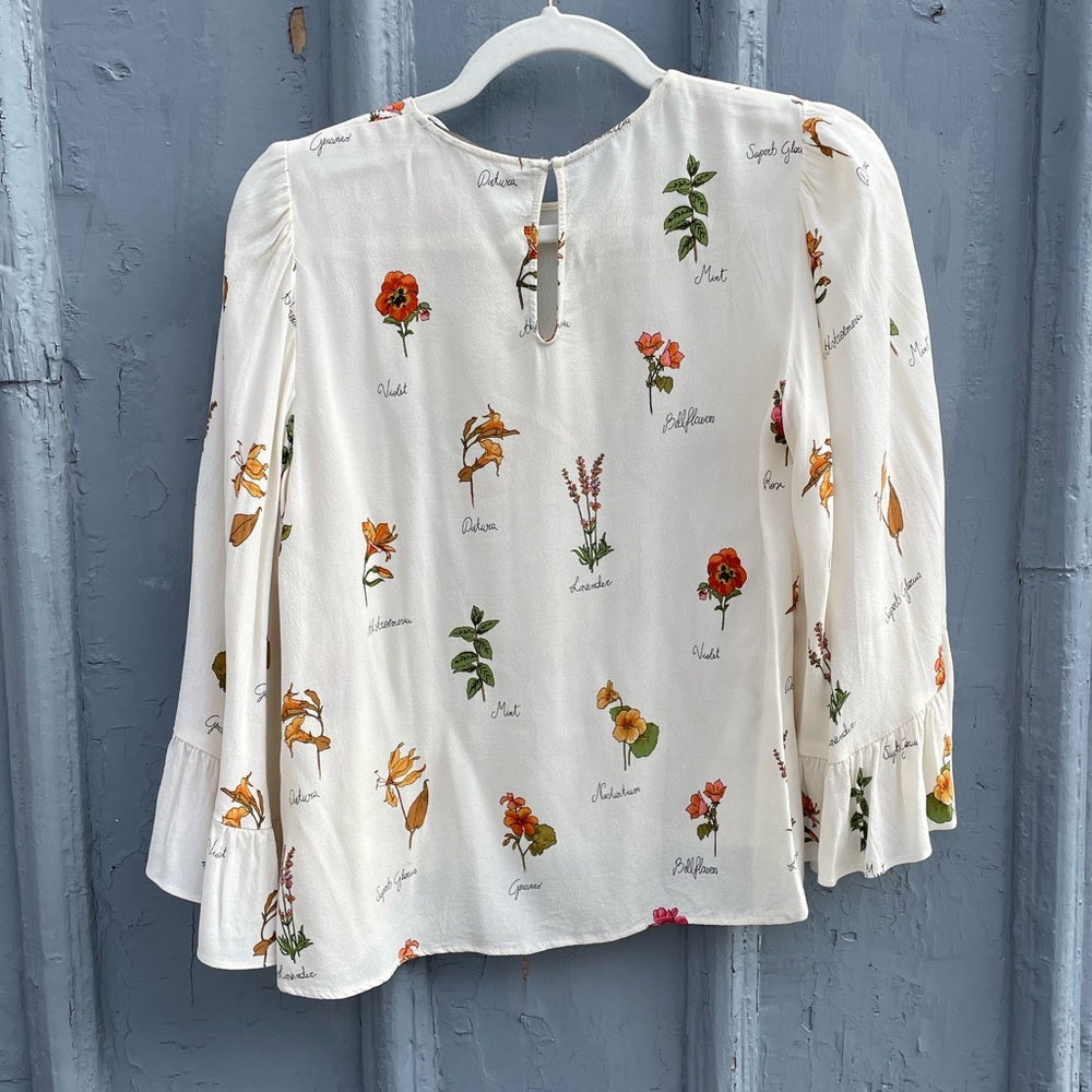 Zara floral identification blouse, size xs