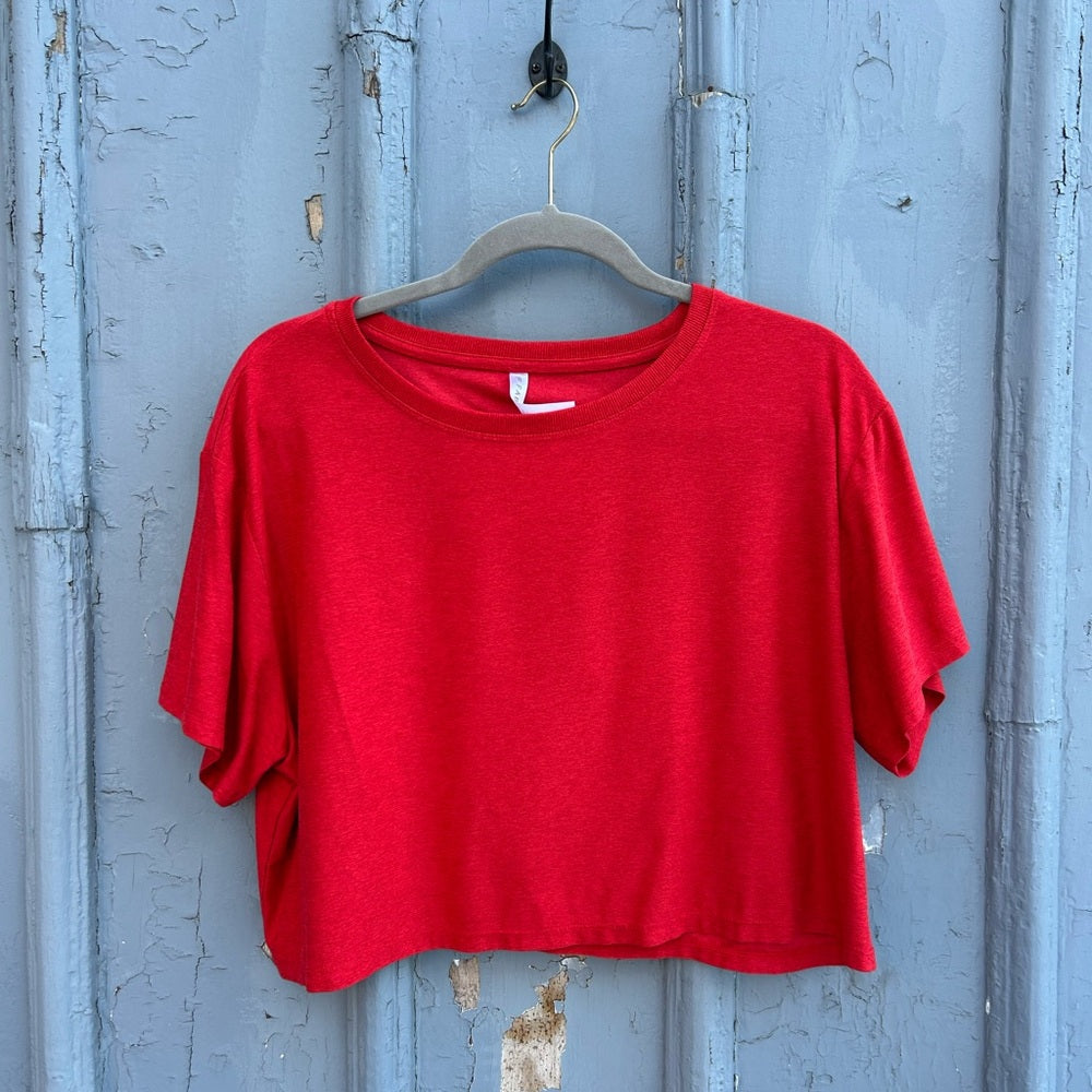 Fabletics red Sarah stretch crop top size L NWT