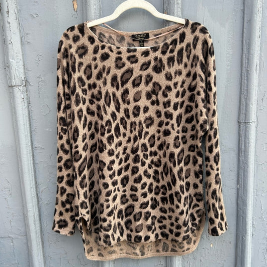 Charter Club Cheetah Print Cashmere Sweater, Small