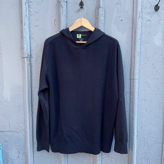 John Varvatos LUXE Navy Wool Hoodie Sweater, size XXL