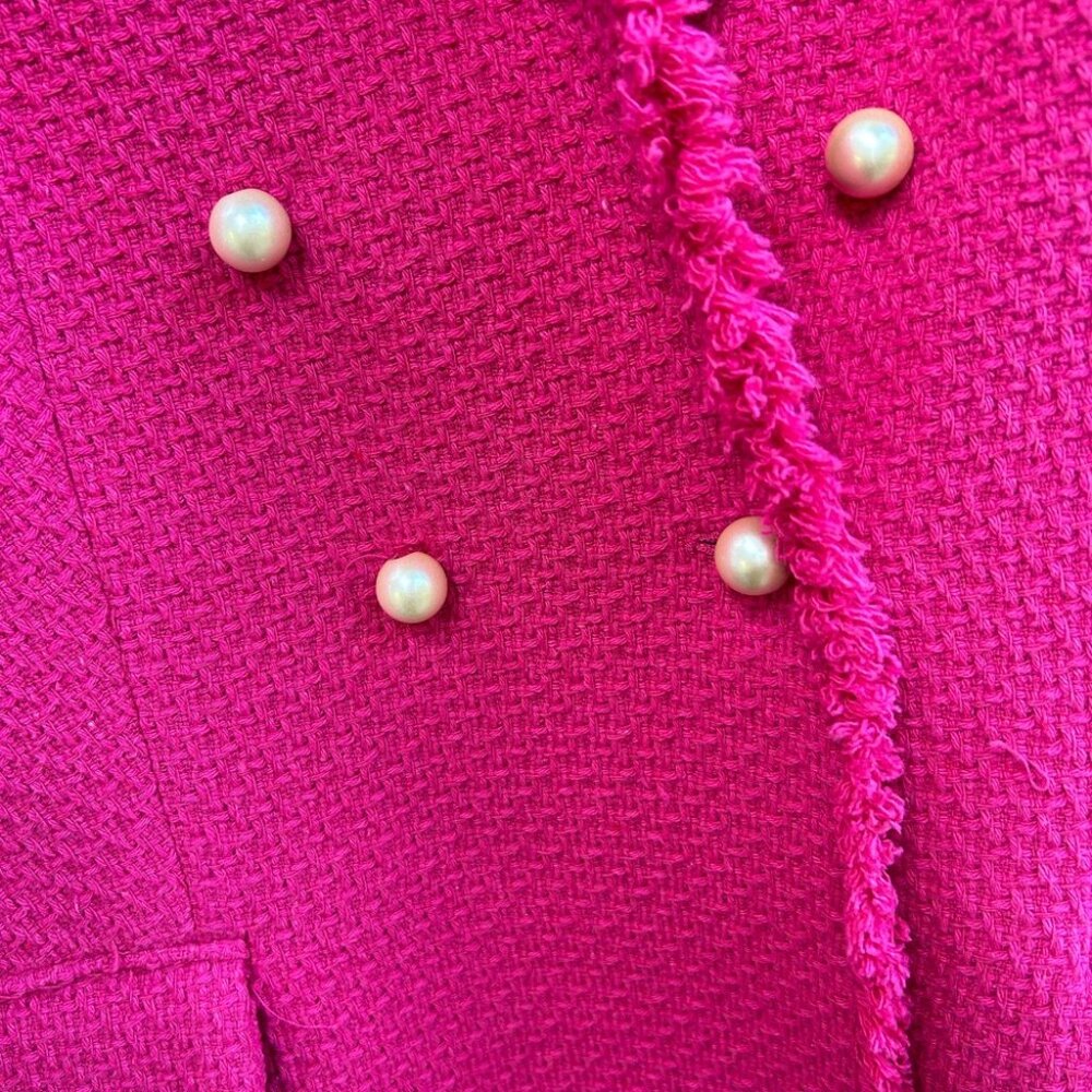 MNG Pink Pearl Buttons tweed blazer, size XXL