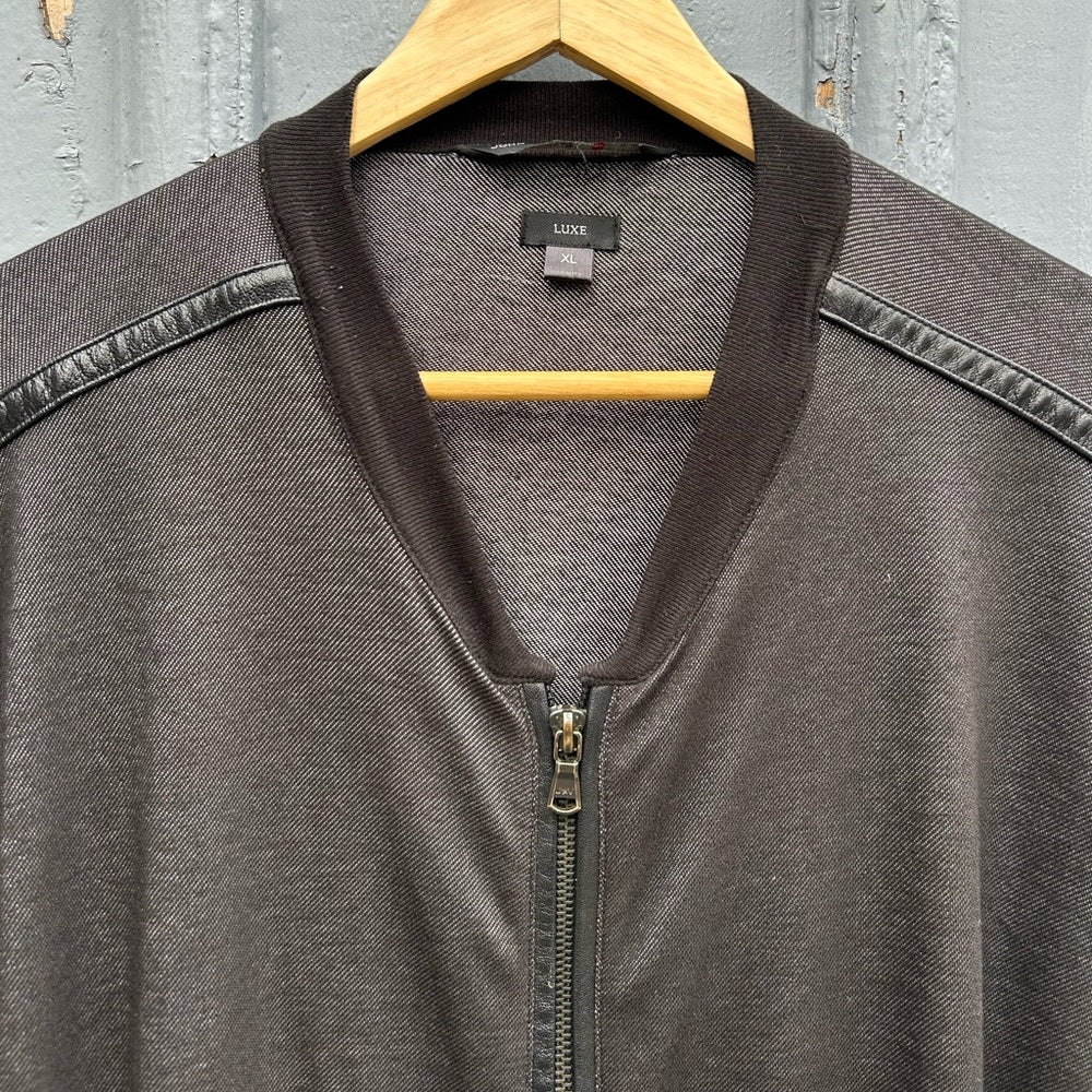 John Varvatos Grey “luxe” light pleather accented jacket, size XL