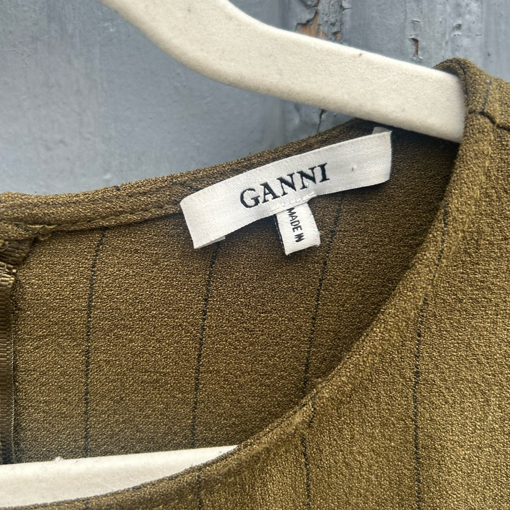 Ganni Olive Clark Blouse, size 42 (L)