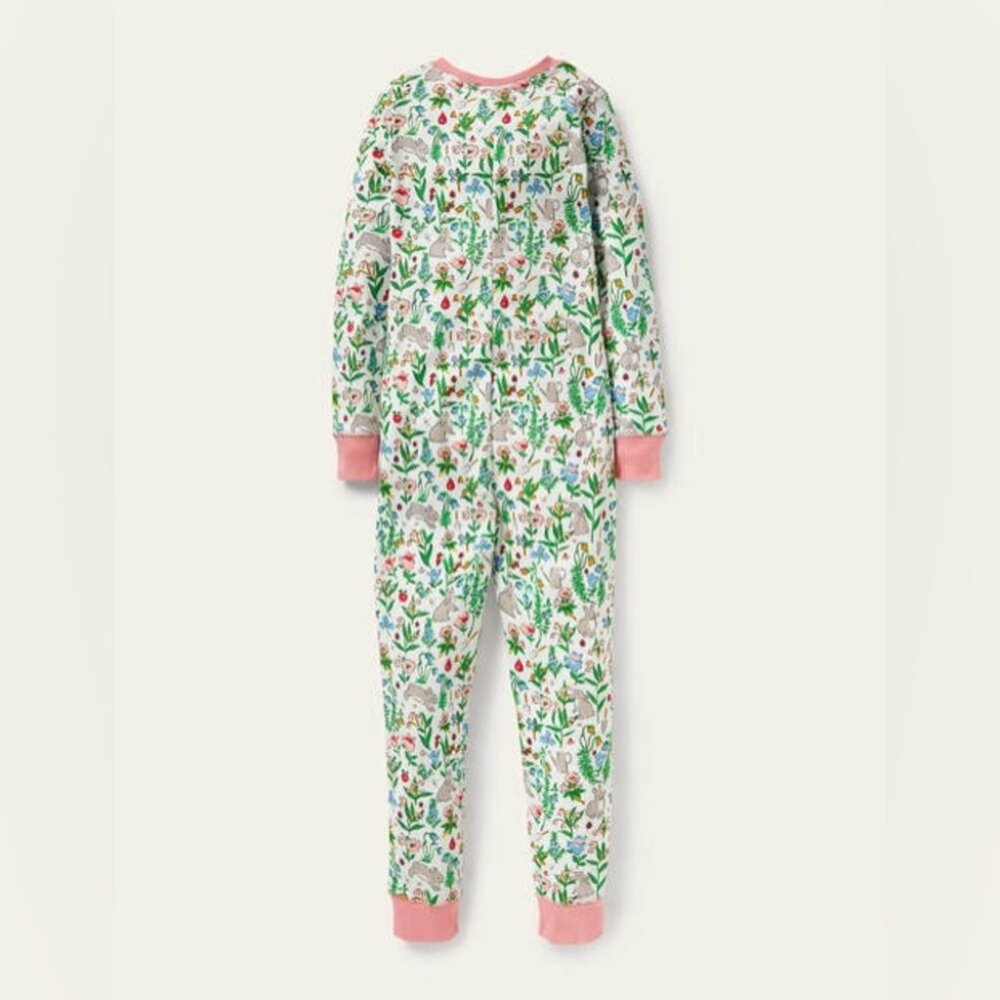 Mini Boden Snug All-in-one Pajamas Multi Bunny Field, size 8