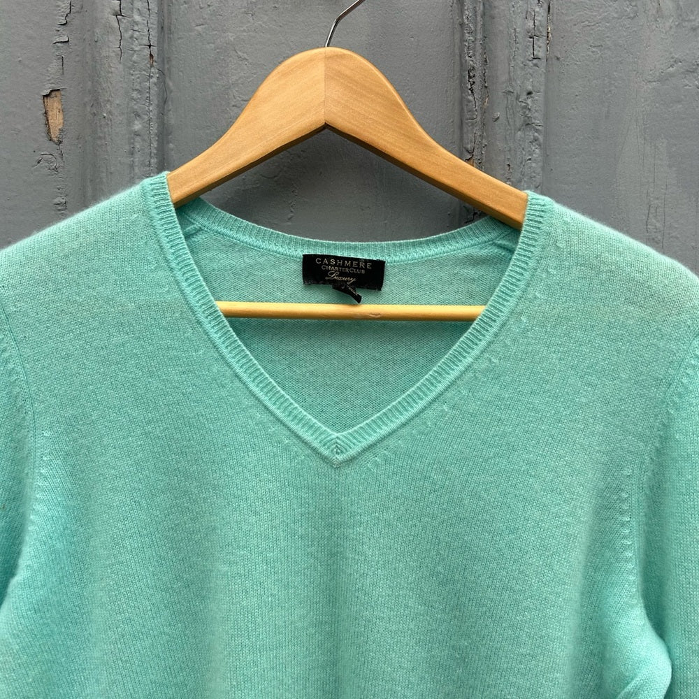 Charter Club Cashmere V Neck Sweater, size M