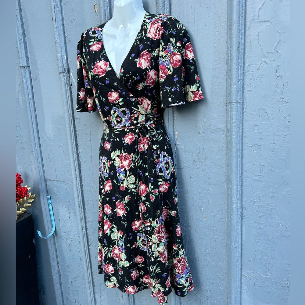 Reformation Laurel Bloom floral midi wrap dress, size XS