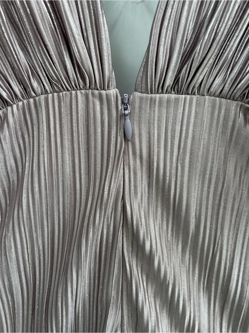 Rotate by Birger Christensen Pleated Silver Jumpsuit, size M