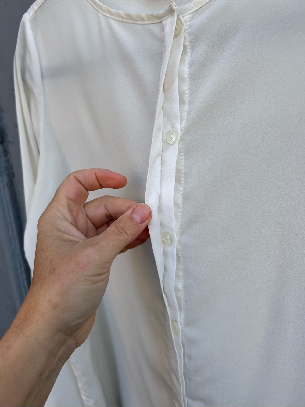 Anine Bing Collarless Sheer buttondown, Small