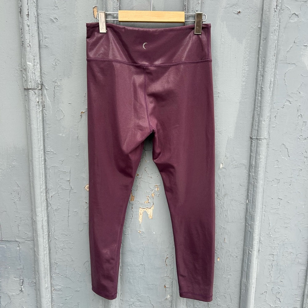 Zyia Plum Metallic Leggings, size 8-10