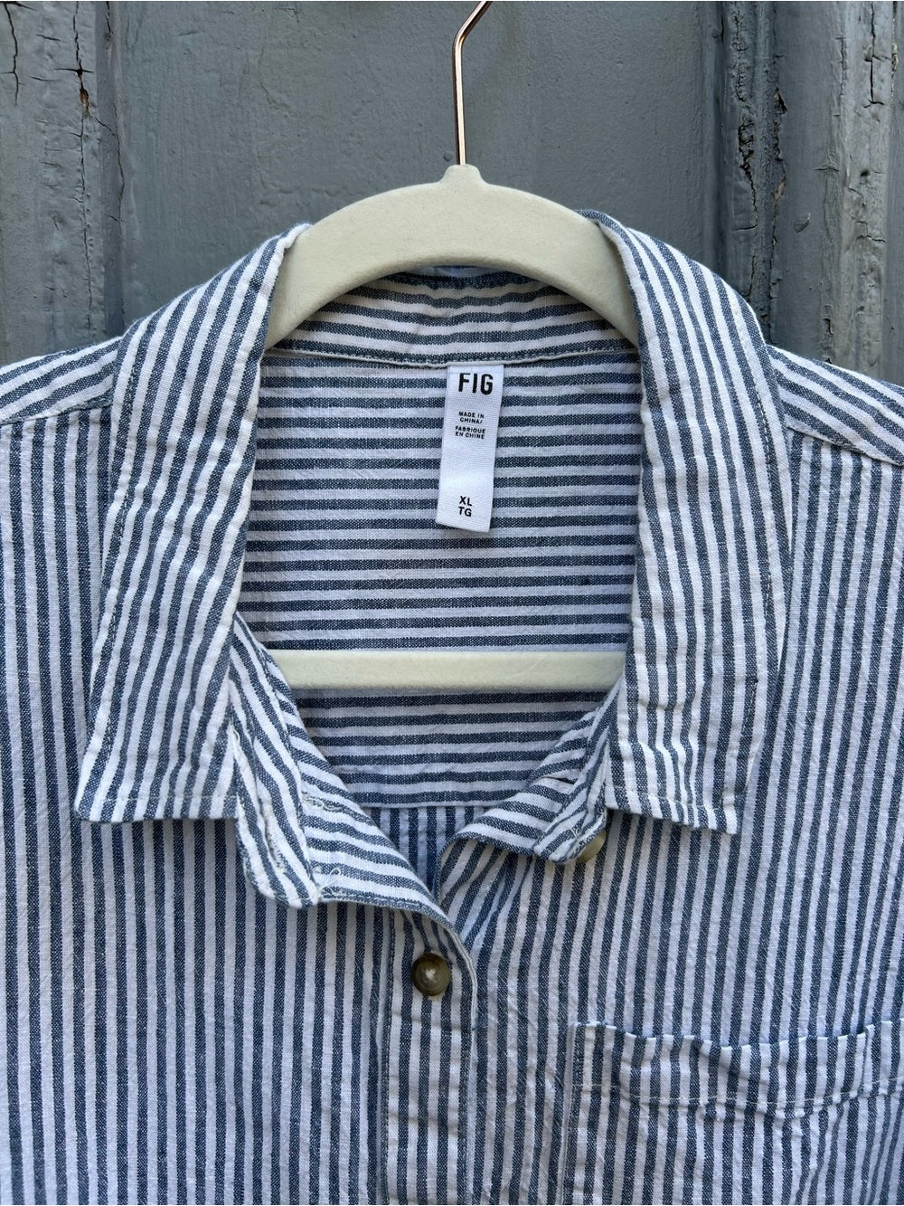 FIG blue & White striped button down, size XL