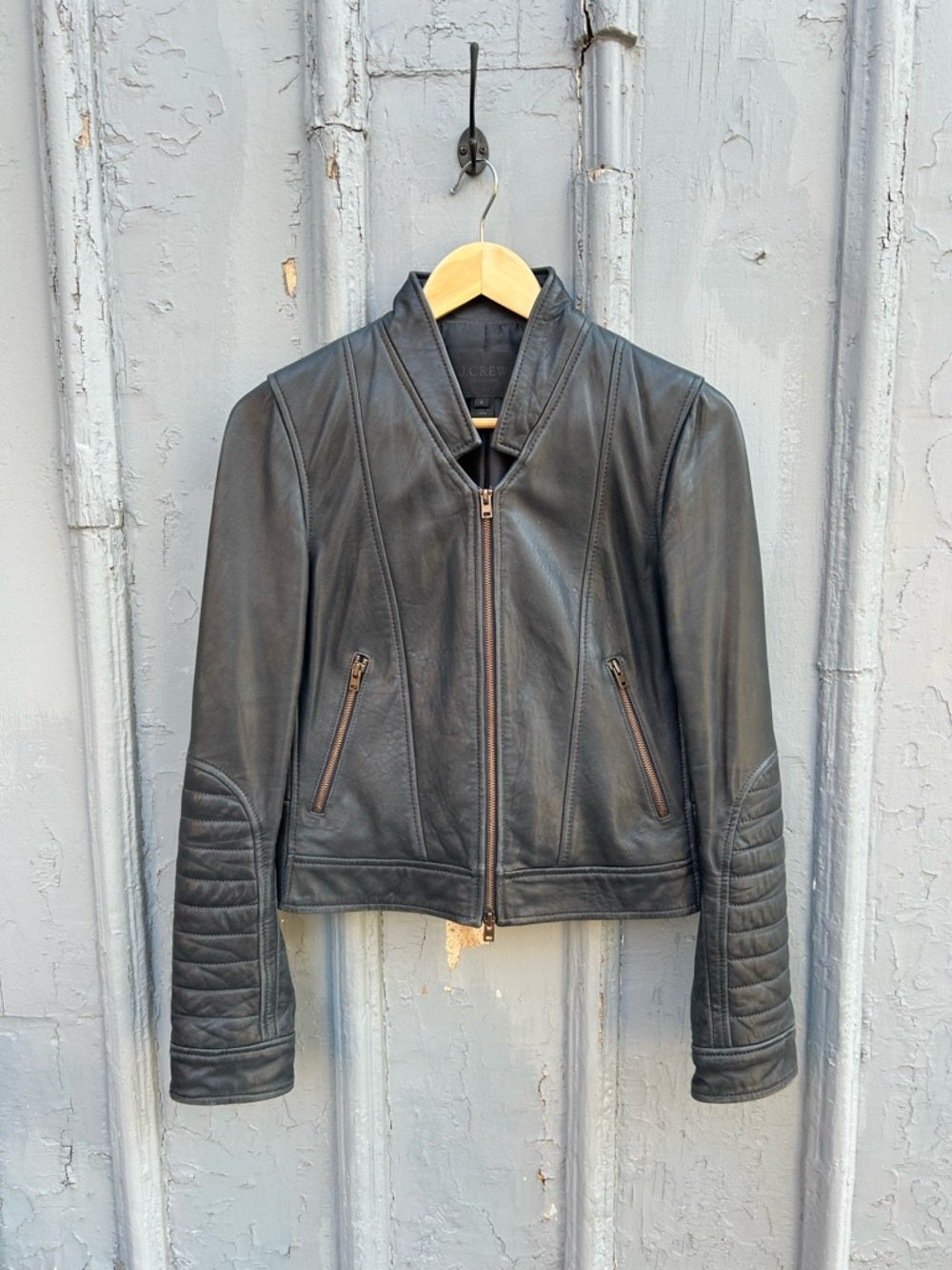 J. Crew Collection Standing Collar Leather Jacket, size 6