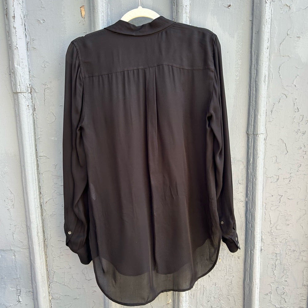 J Crew Black Robin Silk Blouse, Size 8
