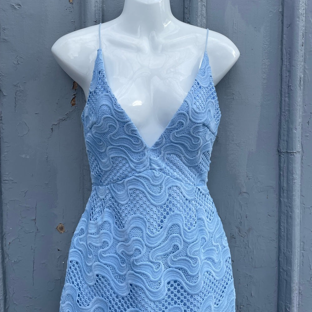 NICHOLAS Lace Overlay Crochet Strappy Sheath Dress, size 2
