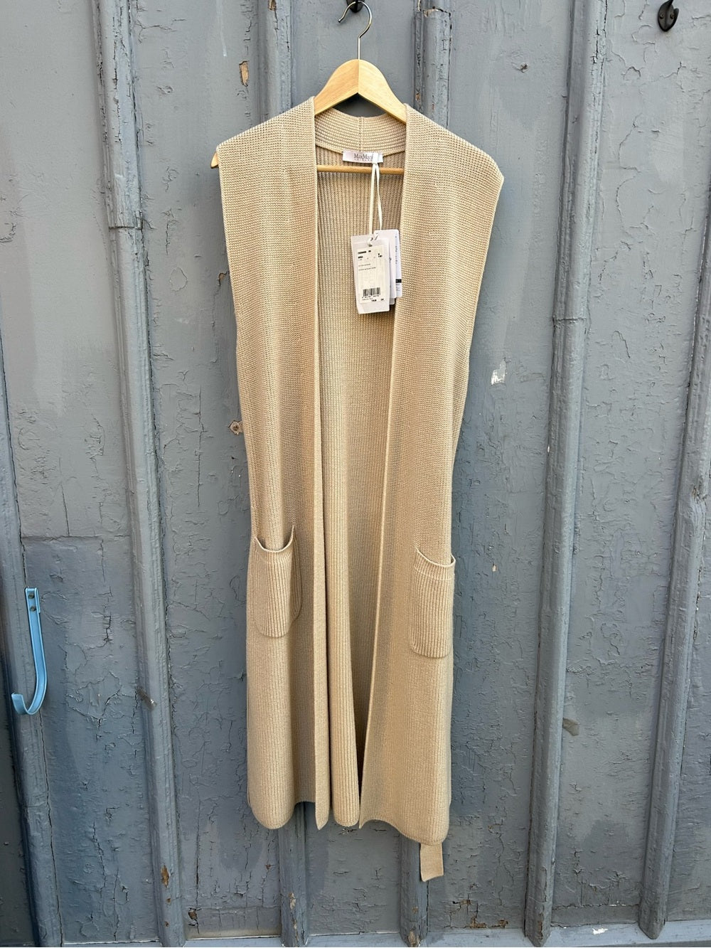 Max Mara Leisure Knitted Wool Waistcoat, BNWT, Taupe, size M