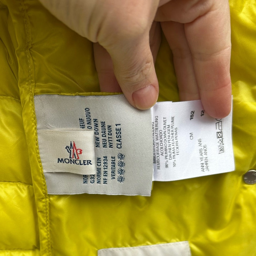 Moncler Citrine Kids Down Vest, size 12