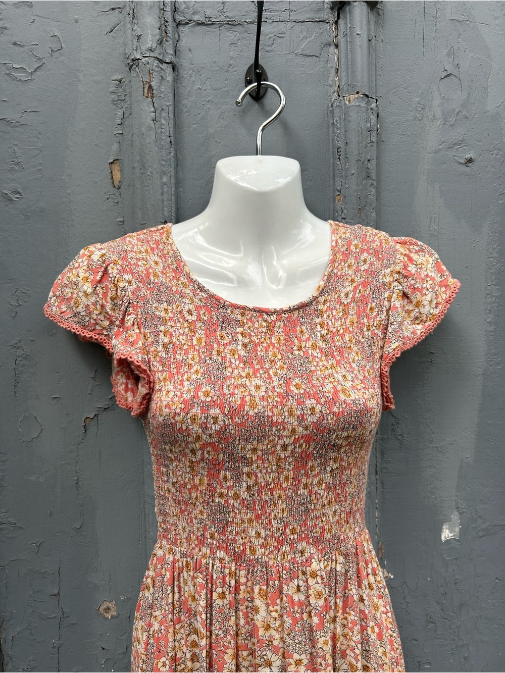 Patrons of Peace Smocked Midi Floral Dress, Small