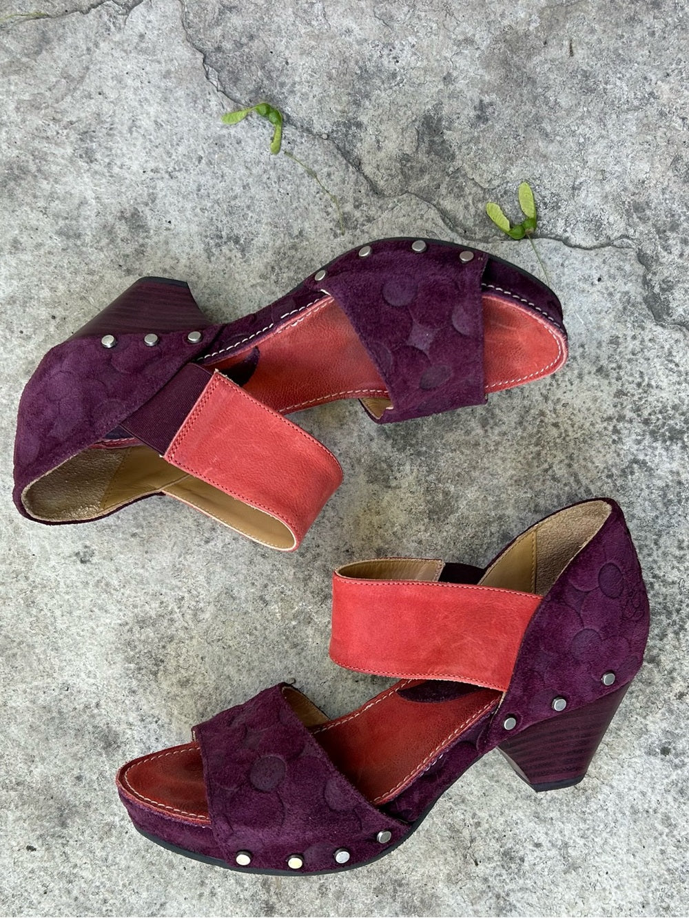 John Fluevog Low Rule Selma Embossed Suede Sandal, size 7.5