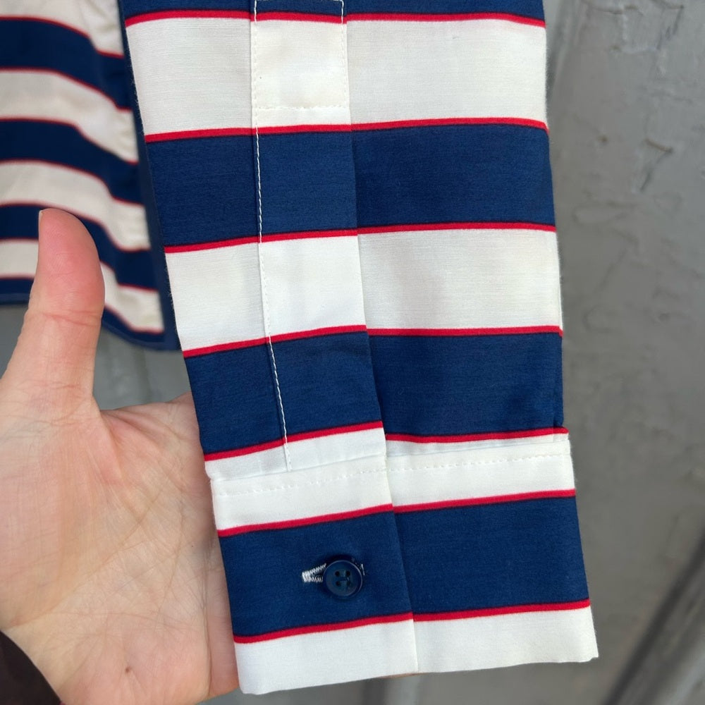 Lacoste Striped Button-down with knit stripe down sides, size 38 (M)