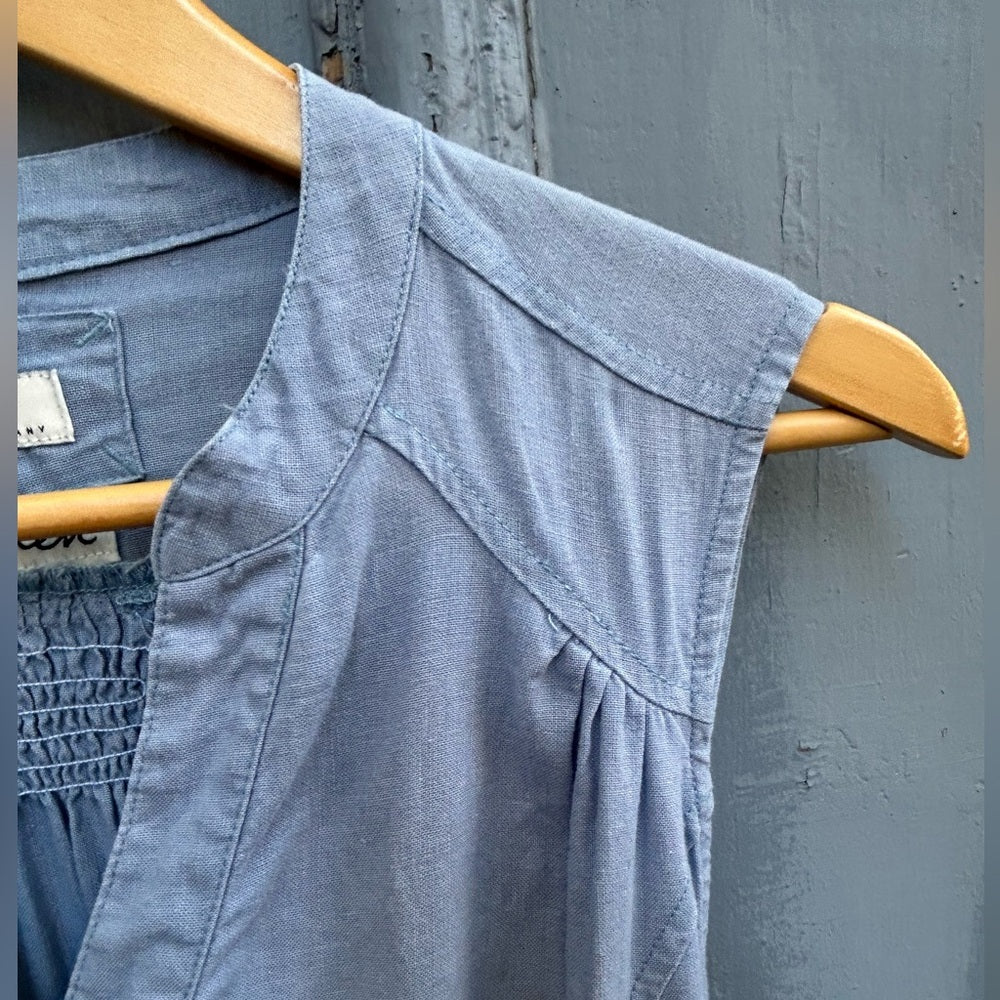 Malvin Blue Linen Midi Dress, Small