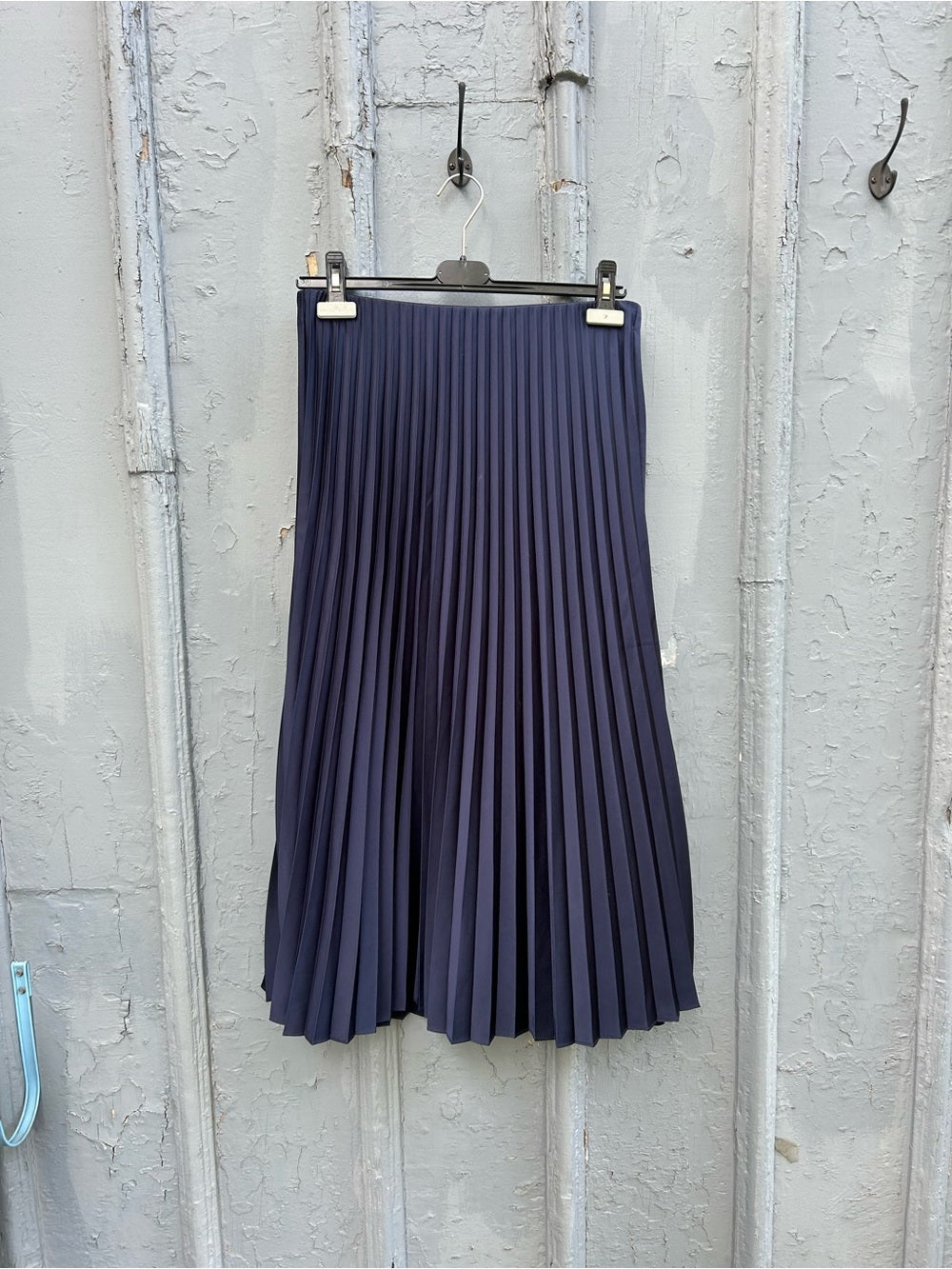 J Crew Navy pleated skirt, size Small