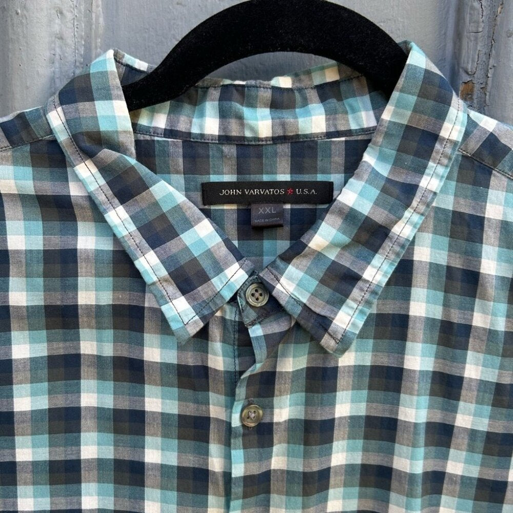 John Varvatos Plaid Check Button-down, size XXL