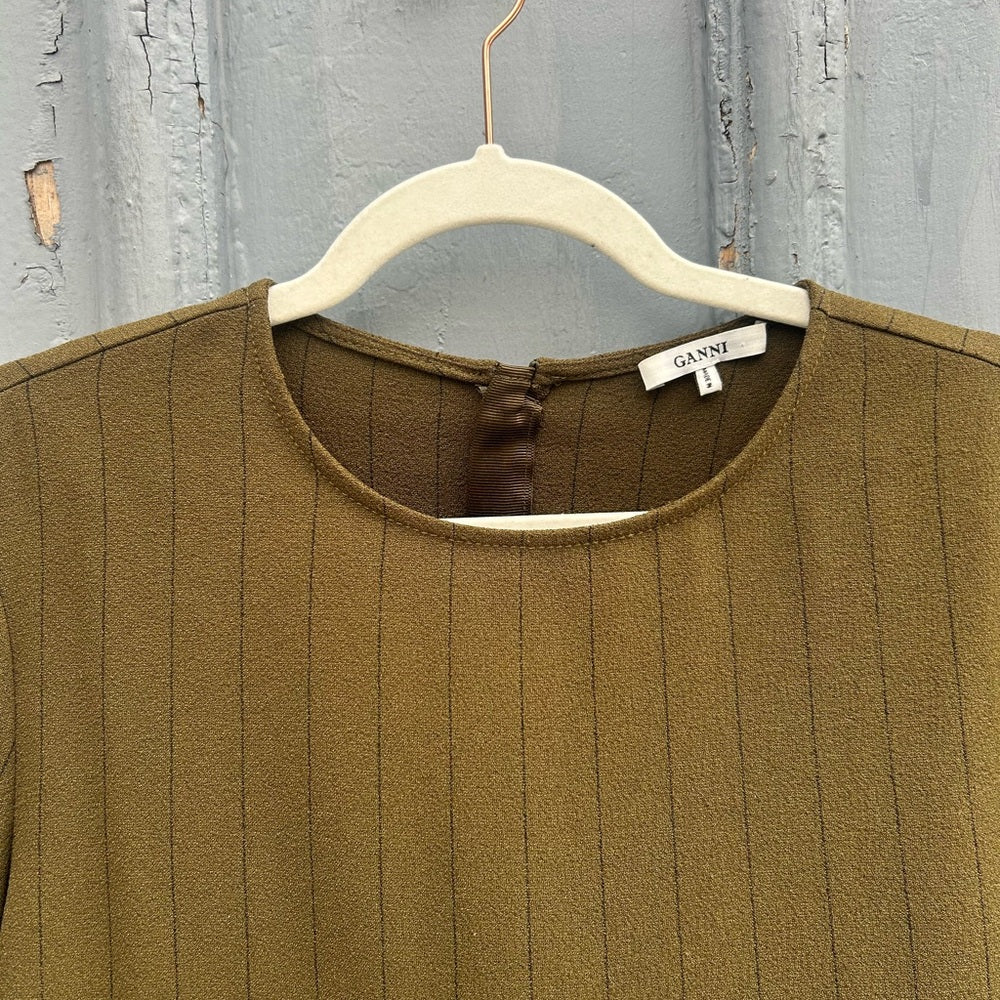 Ganni Olive Clark Blouse, size 42 (L)