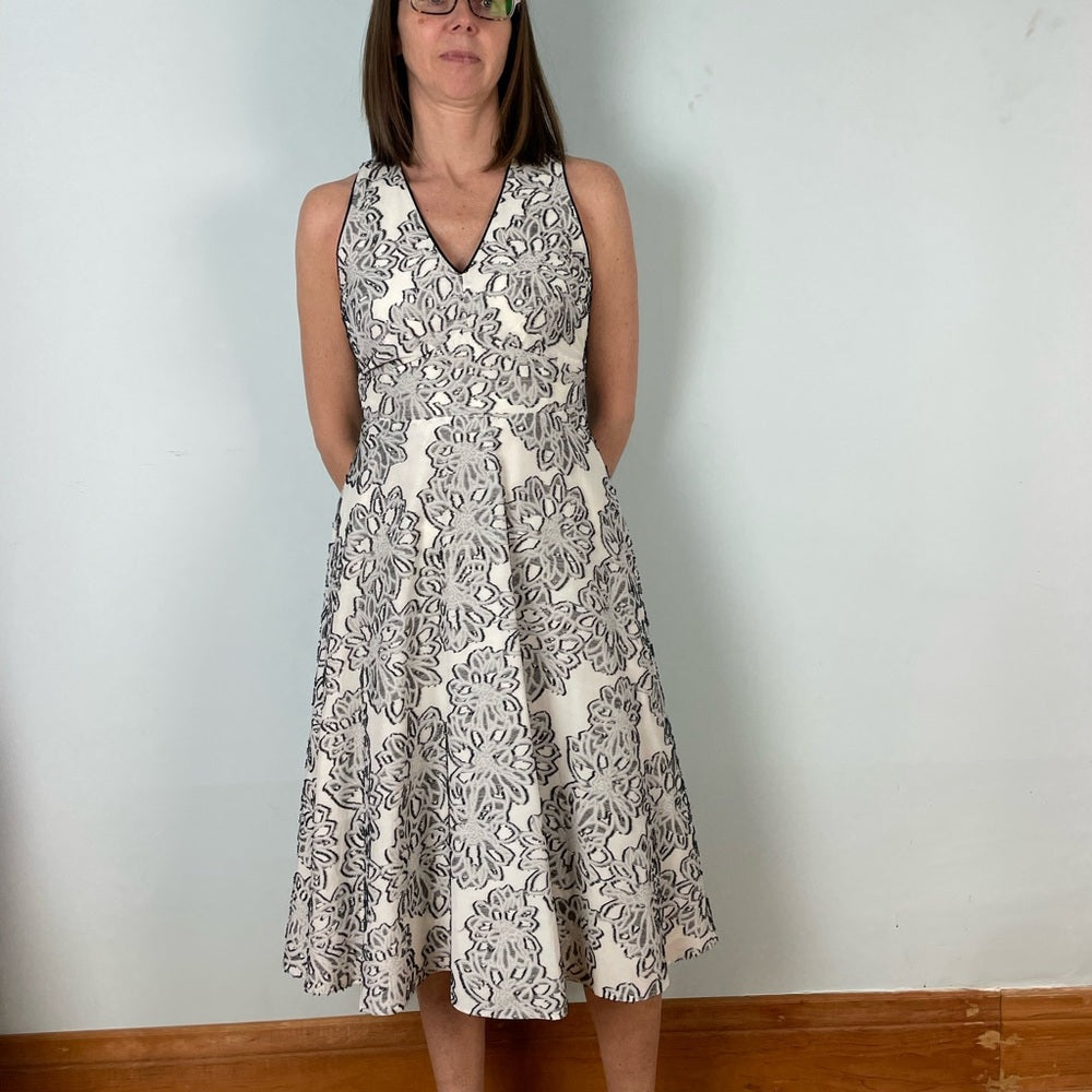 Marella fit & flare floral embellished day dress, size 4