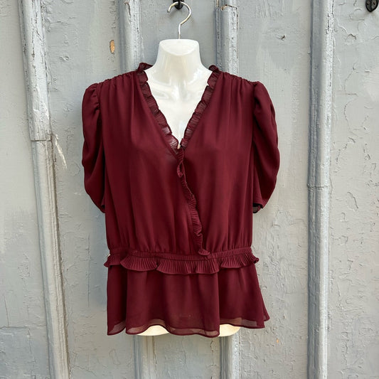 Marlee Bohemian Ruffle Front Peplum Blouse, size Large