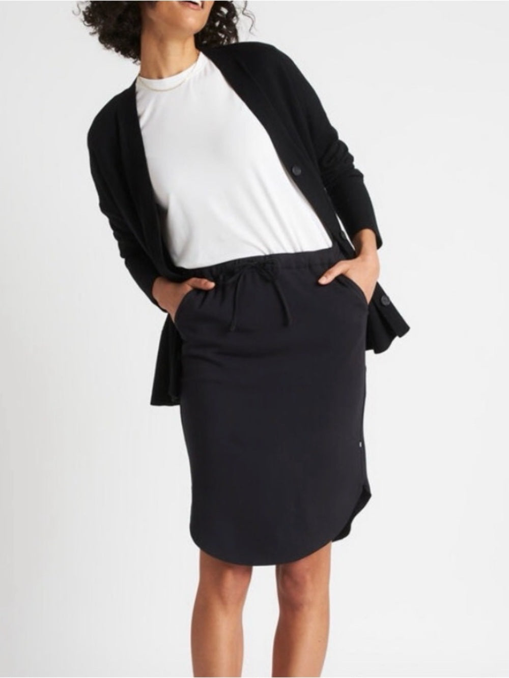 Kit & Ace Navy Midi skirt, Large