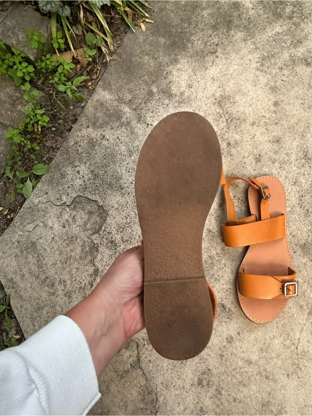 Madewell Taupe Boardwalk Leather Sandals, size 7.5