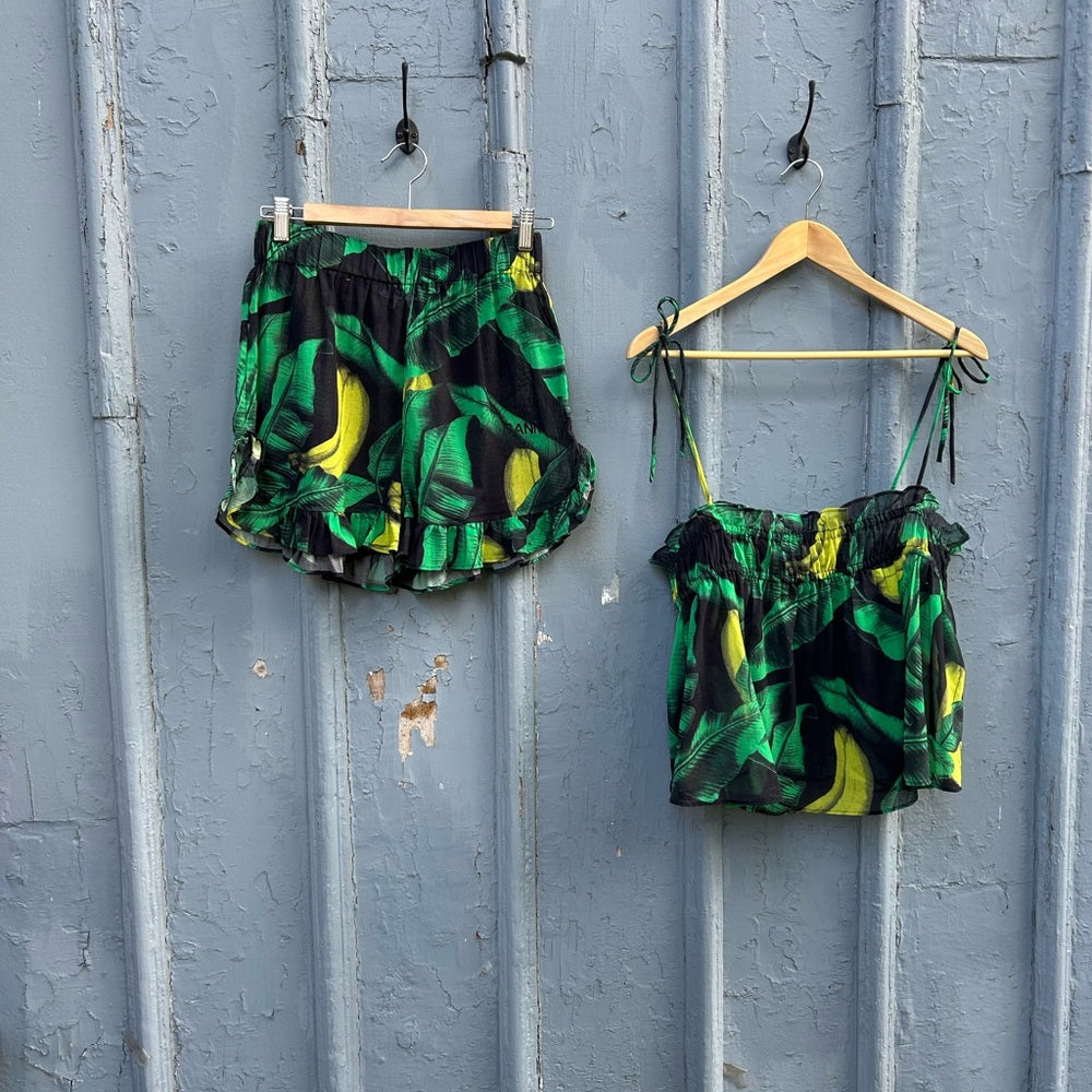 Ganni Cami & Shorts Tropical Print set, Small