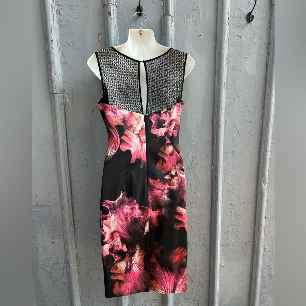 Karen Millen Midnight Orchid Floral Print Dress, size 8