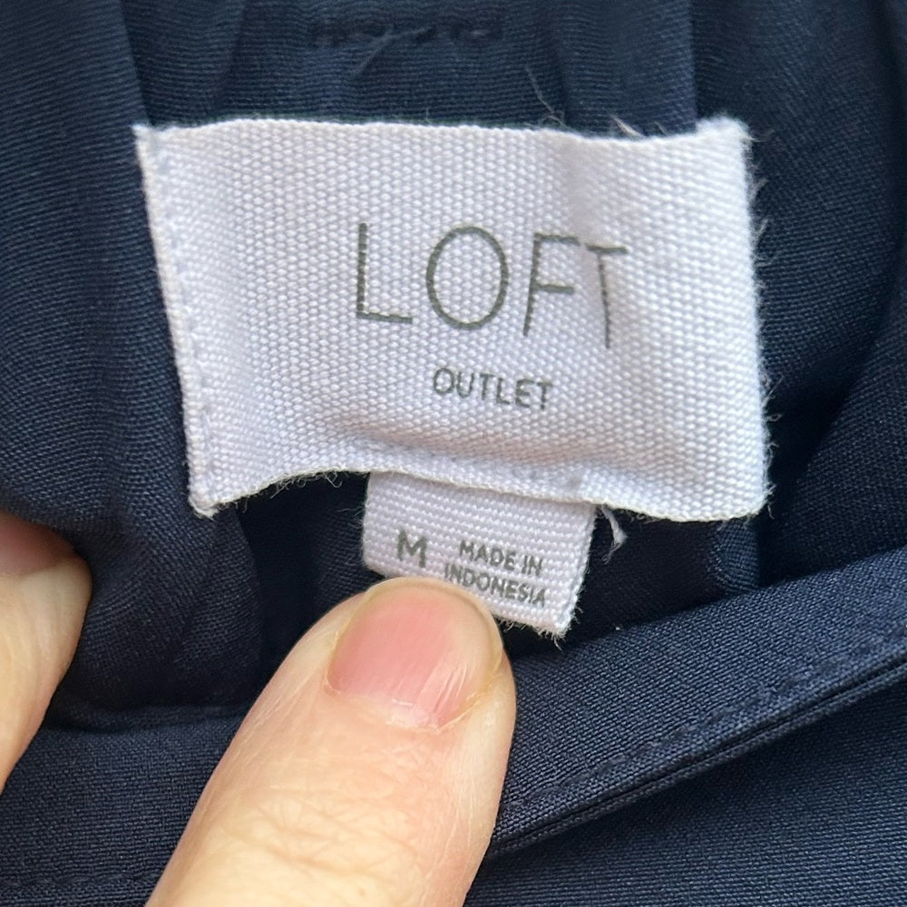 Loft Navy Tie front High Rise Tapered pants, size M