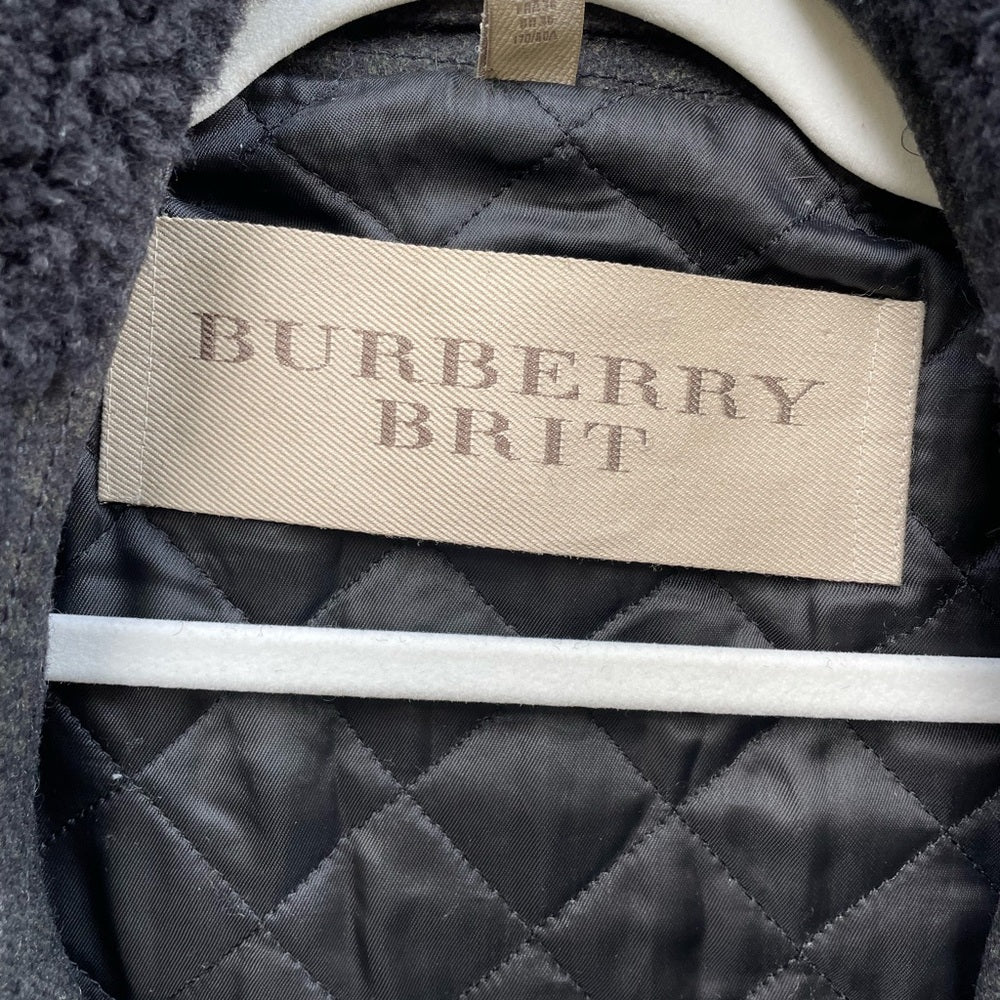 Burberry Brit Olive Green Wool Pea Coat, size 4