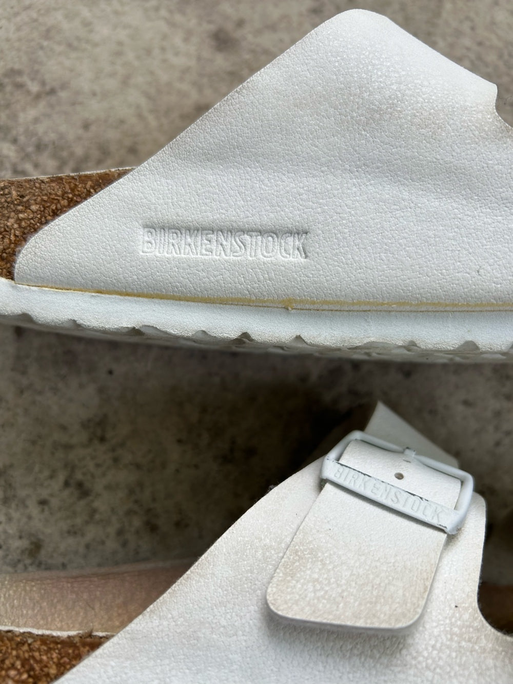 Birkenstock White Arizona Slides, size 41