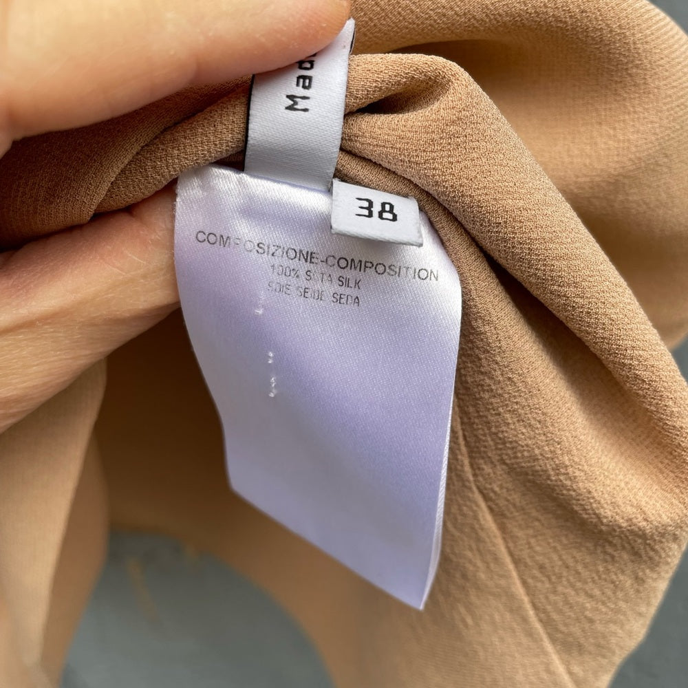 Balenciaga Silk Taupe Wrap Blouse, size 38