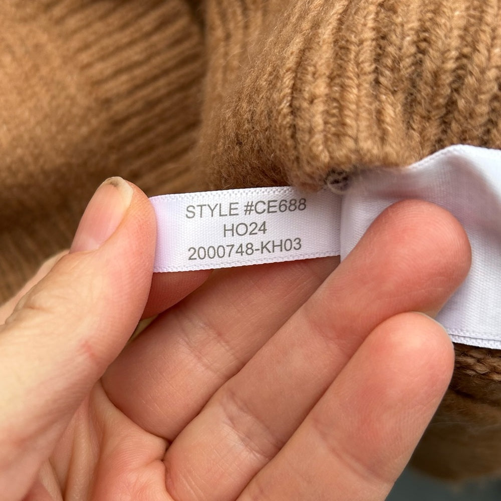 J Crew Caramel Alpaca Merino Button front Cardigan, Small