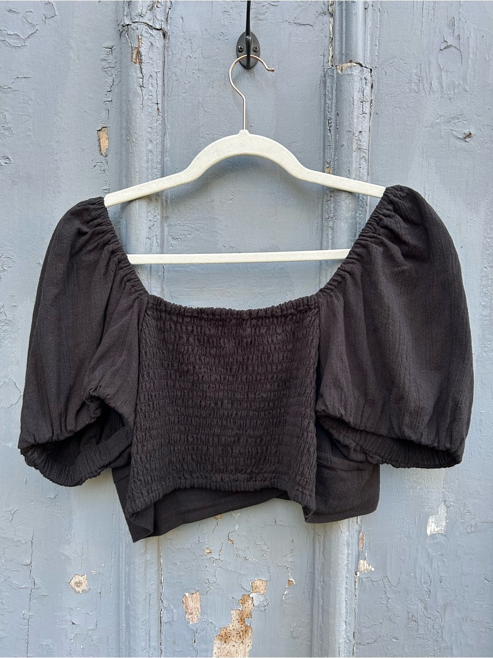 Baliln Black Kiana Linen Crop Top, size XXL