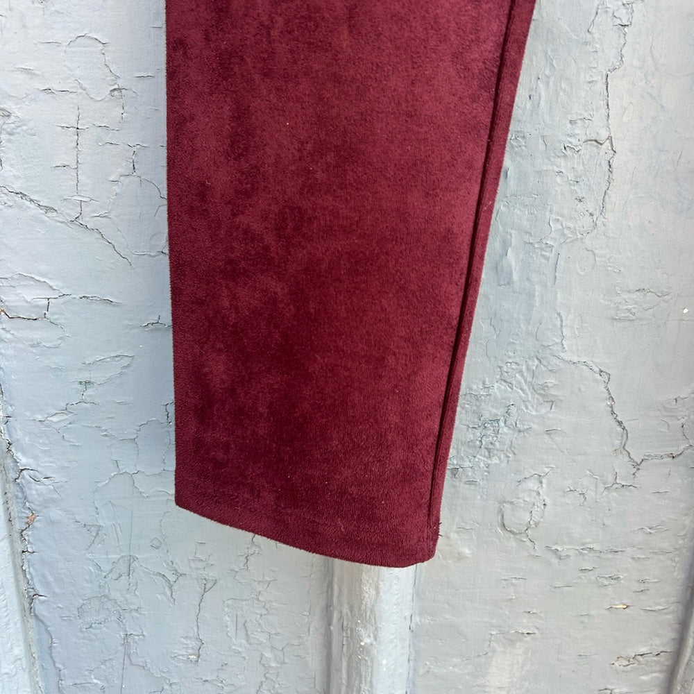 Sanctuary x Anthropologie Burgundy Faux Suede Legging, size XL