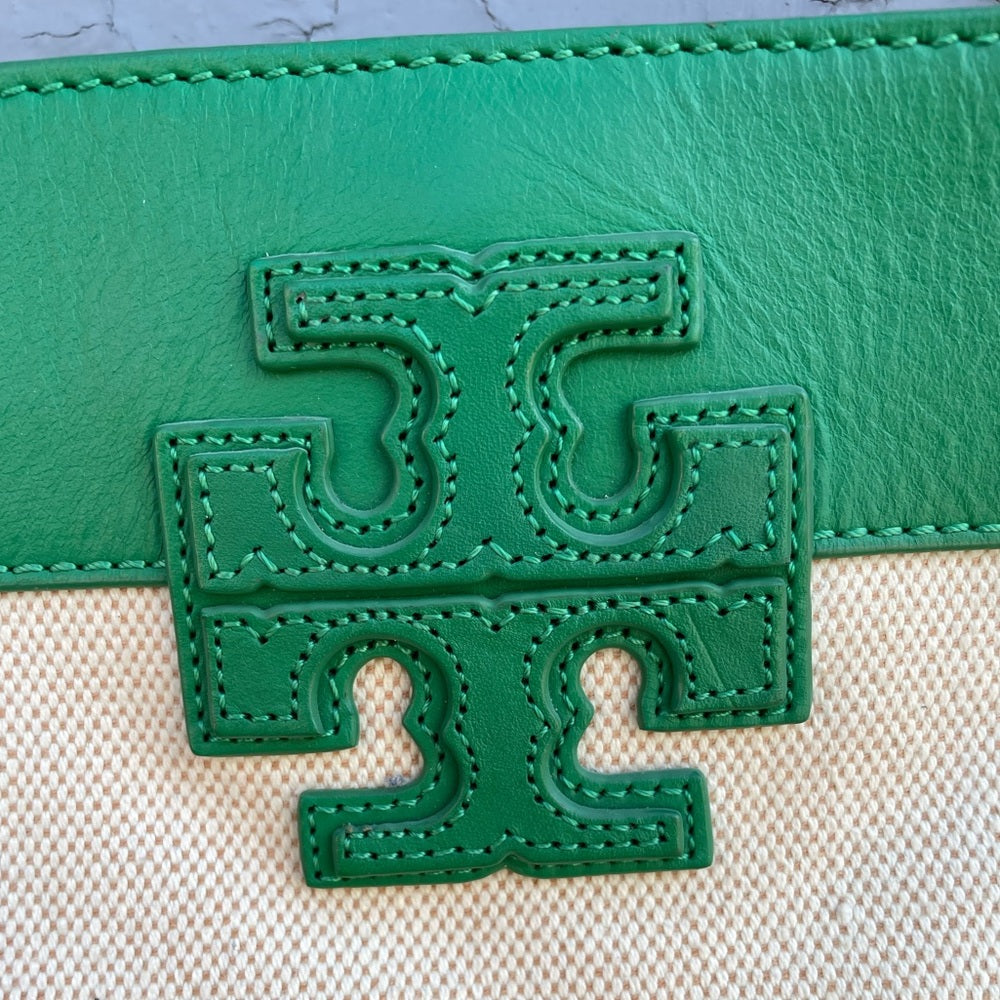 Tory Burch Stack T Canvas Leather Crossbody Bag