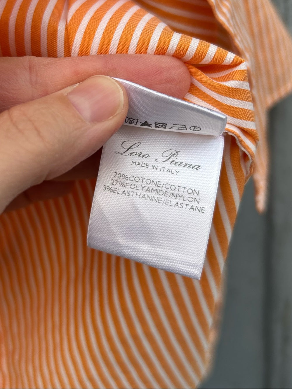Loro Piana Classic Striped Buttondown, size 46 (they say 10, I say 8)