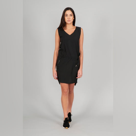 Indygena Burok sleeveless black shift dress, Small