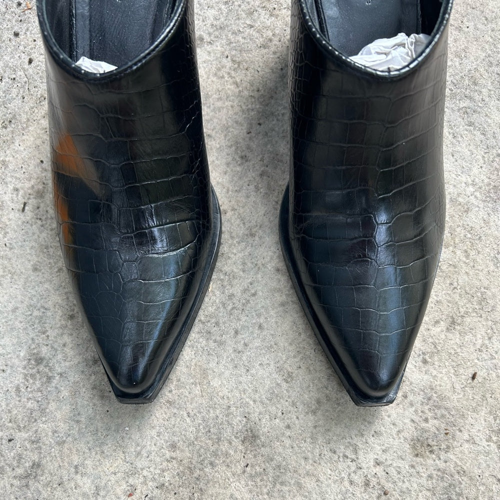 rag & bone Santiago snakeskin slide boots, size 38