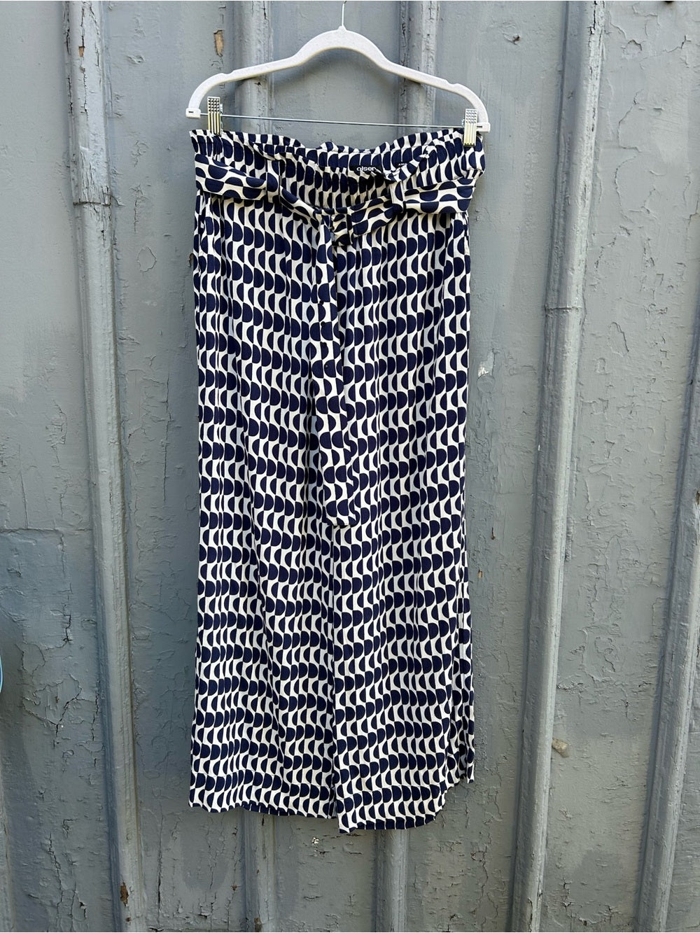 Olsen Blue & White Geometric Anna Pant, Size 16