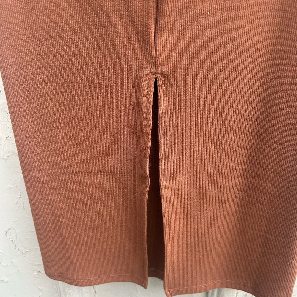 Knix Brown SculptRib Cotton Midi Pencil Skirt, BNWT, size M