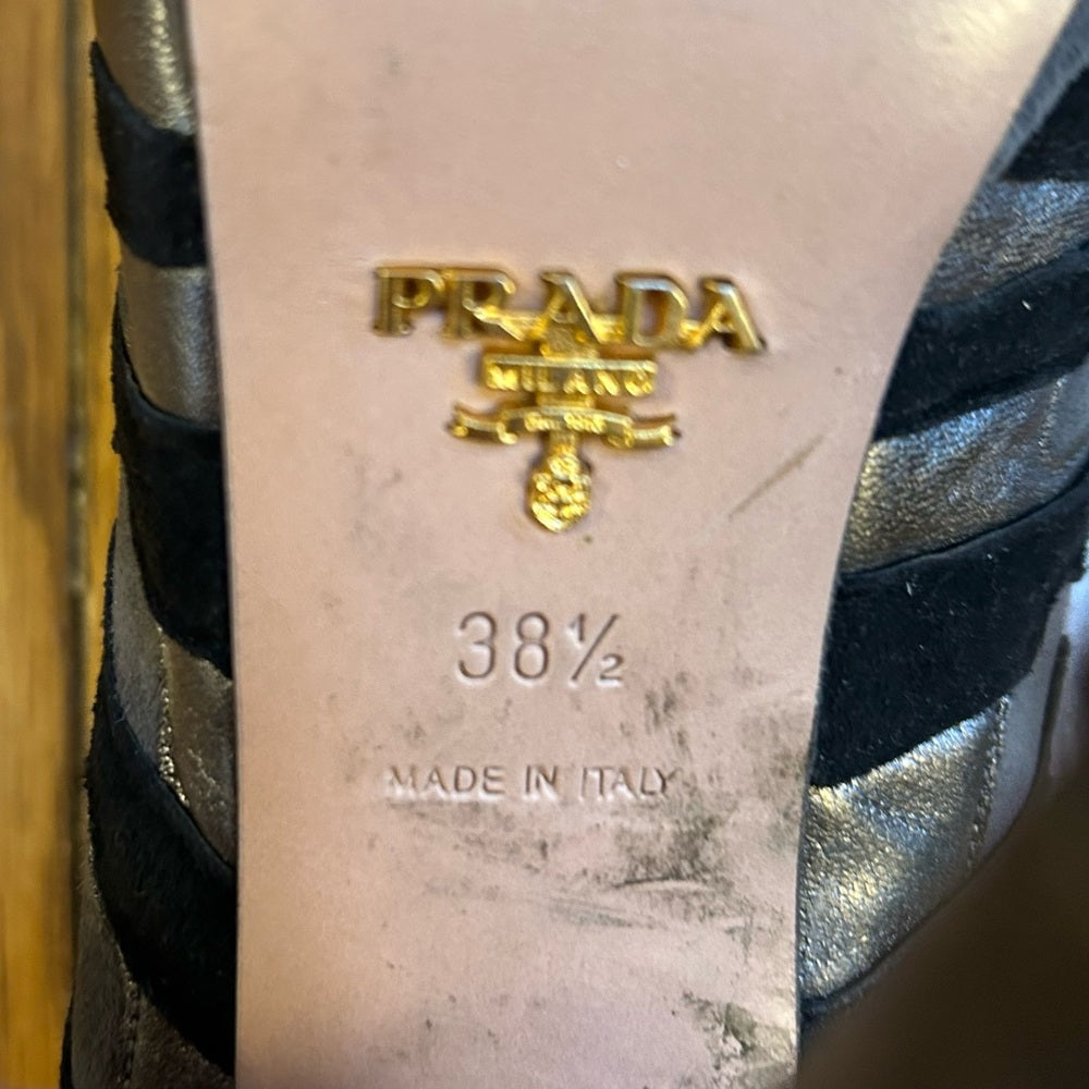 Prada Suede Camoscio Ardesia Zebra Pumps, size 38.5